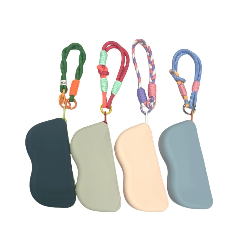 

Silicone Glasses Bag withBraided wristband Lanyard Portable Sunglasses Protective Cover Storage Pouch Waterproof Coin Purse