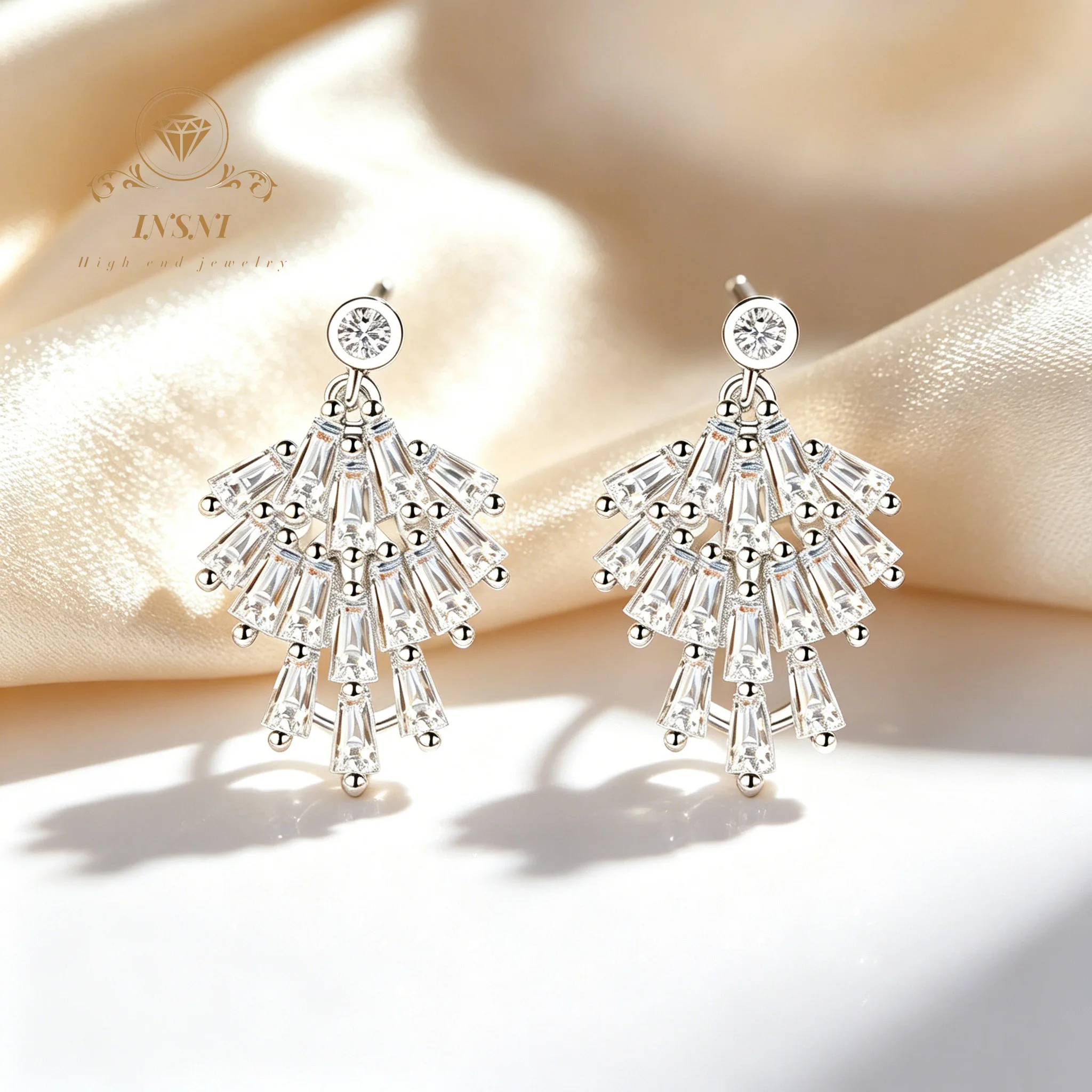 S925 Sterling Silver Moissanite Stud Earrings Female Tassel Exquisite Gorgeous High-end Earrings Small Skirt Affordable Jewelry