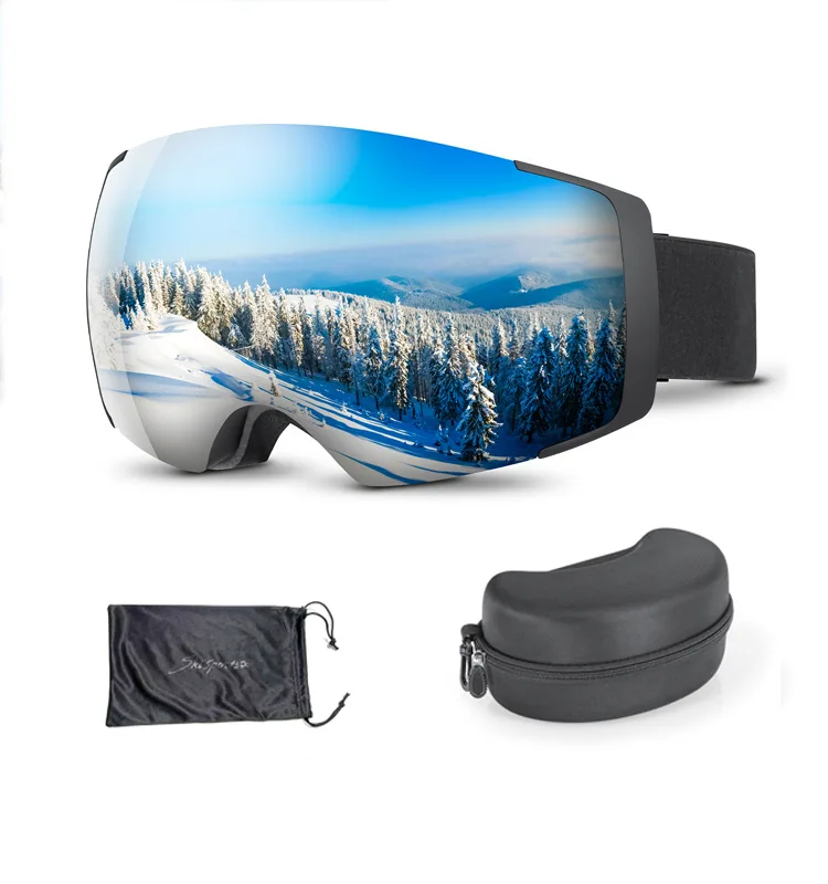 

2023 Double-layer magnetic absorption outdoor ski goggles for adults fog-proof large-view spherical myopia goggles wholesale