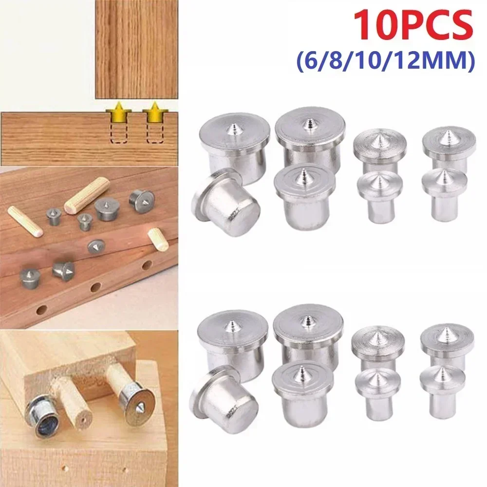 10Pcs Dowel Centre Point Pins 6/8/10/12mm Wood Timber Marker Hole Tenon Center Set Power Tool Accessories And Parts