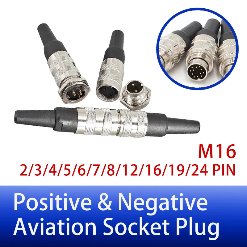 5/10/20PCS official aviation straight J09 female plug IP67 waterproof M16-2 3 4 5 6 7 8 12 19 24 pins metal connector