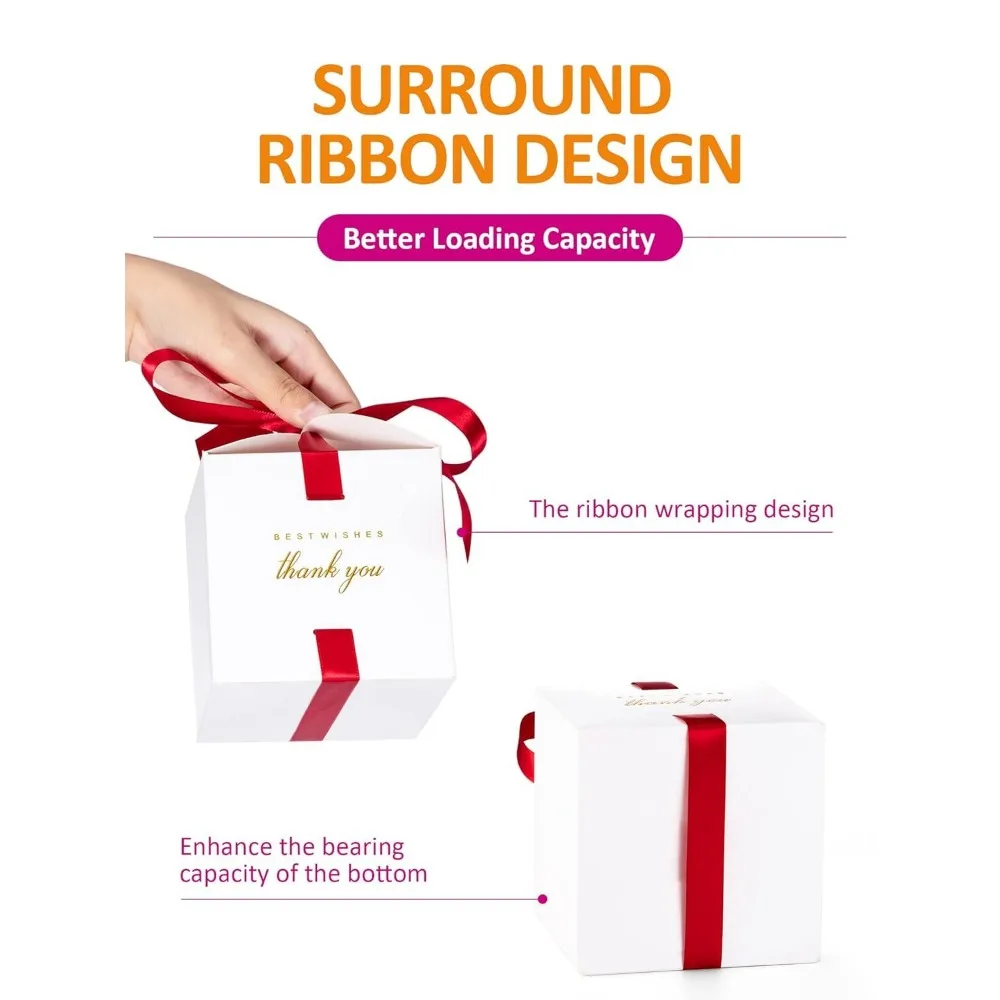 علب هدايا بيضاء صغيرة مع أغطية، 400 عبوة، 4 × 4 × 4 بوصة، مثالية لمواقد وصيفات العروس وهدايا الزفاف، وهدية شكرًا لك #4