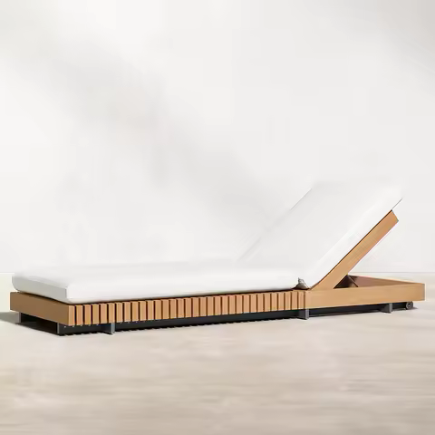 Outdoor Waterproof And Sunscreen Teak Deck Chair, Villa Courtyard Outdoor Hotel Swimming Pool Leisure Solid Wood Beach Chair