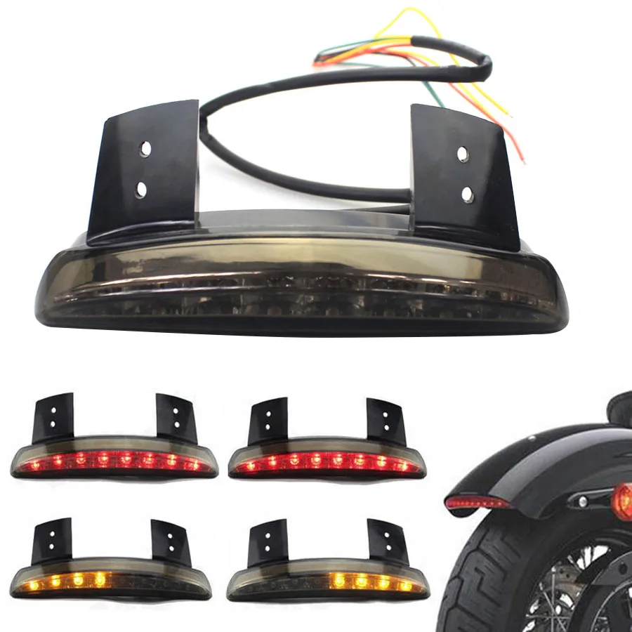 Motorcycle Rear Fender Edge LED Brake Tail Light Turn Signal Cafe Racer For Harley Sportster XL 883 1200 48 Taillight Stop Lamp