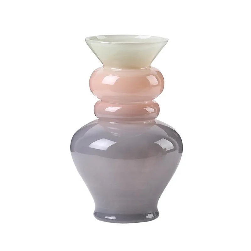 

Creative Nordic modern contrasting three-color glass vase model room living room wine cabinet ornament