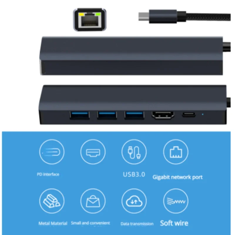 PD RJ45 Docking Station For Thunderbolt Dock Adapter Type C To Usb 3 0 Splitter Hub Laptop Usb Expander Gigabit Hub