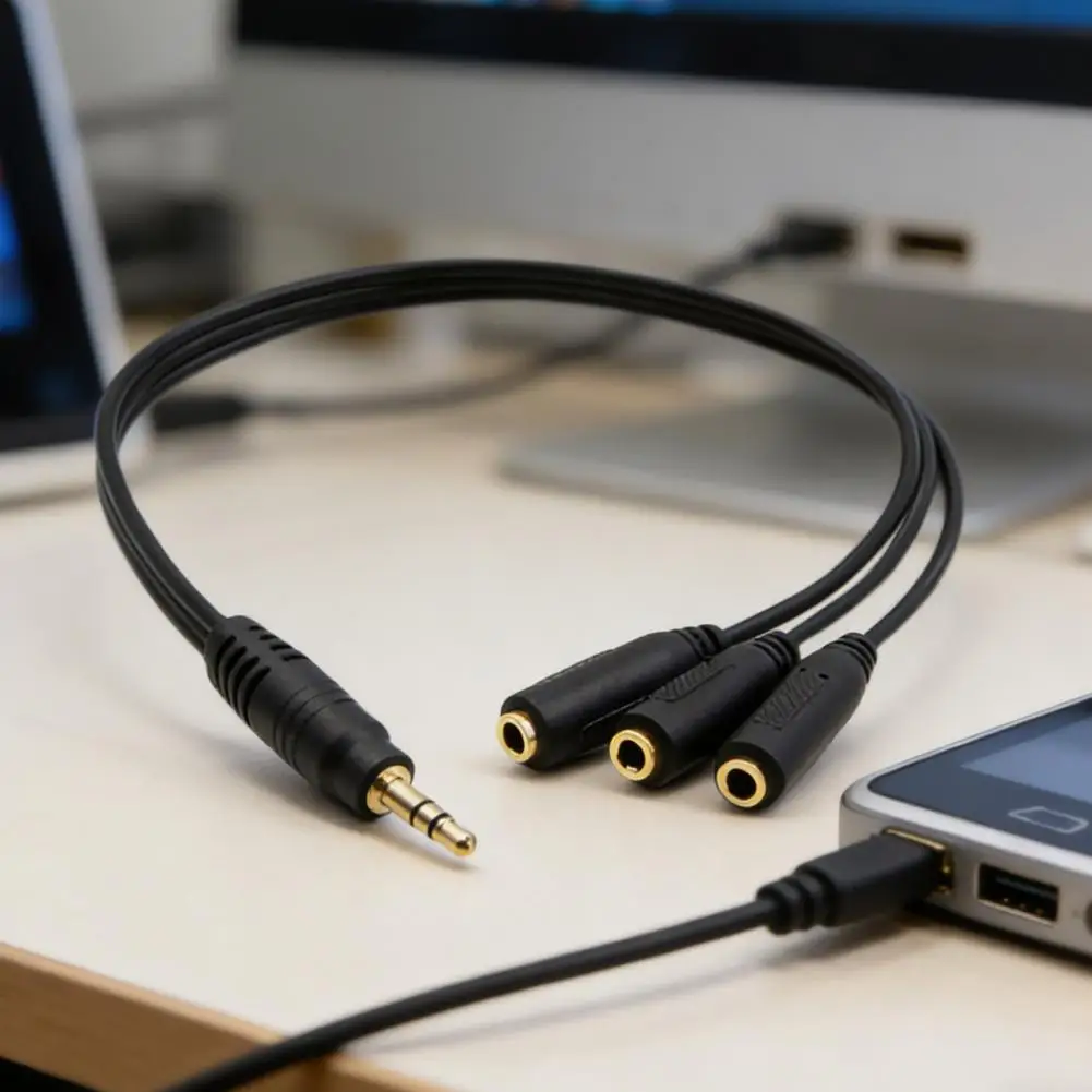 3.5MM Audio Splitter Cable Plated Connector Male to Female 1 Input 3 Output Stereo Jack Adapter Headset Audio AUX Splitter Cord