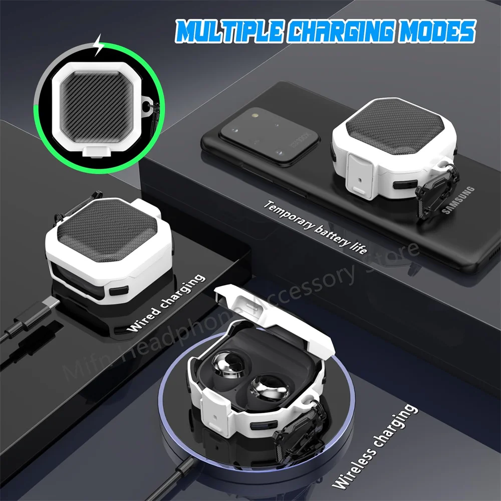 حافظة مفاتيح من ألياف الكربون لهاتف سامسونج جالاكسي Buds FE/Pro/Buds2 Pro/Live ﻿ حافظة لسماعات الأذن 3 Pro Buzz 3 Pro مع قلم تنظيف