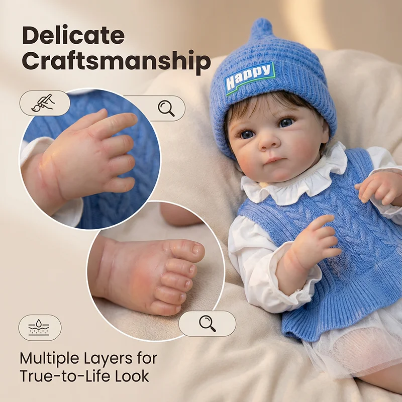 دمية بيتي واقعية بطول 18 بوصة مع طبقات متعددة من الطلاء وجلد ثلاثي الأبعاد، مصنوعة من الفينيل الفاخر للهدايا والجمع