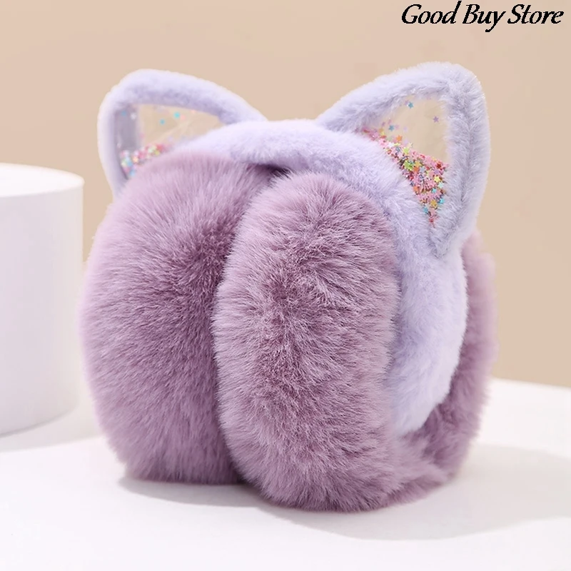 Soft Plush Winter Earmuffs Sequins Shiny Earflaps Comfortable Cold Protection Headphone Ear Cover Lovely Bunny Warm Earbags New