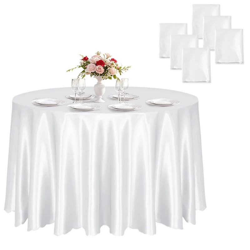 Hochwertige runde Tischdecke aus Satin, helle, glatte, einfarbige Tischdecke, Hochzeit, Partyzubehör, Bankett, Tischdekoration