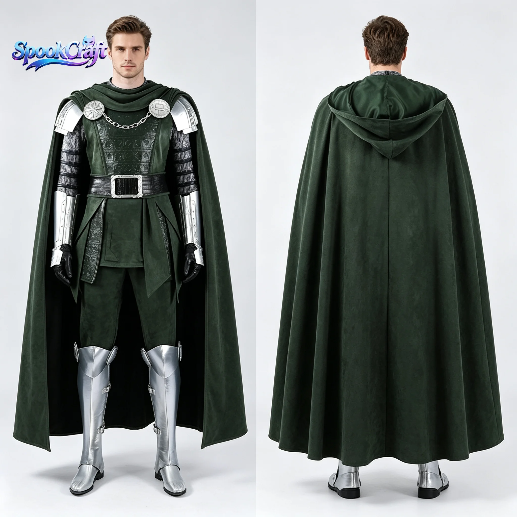 Nuevo Conjunto Completo de Disfraz de Doctor Doom con Máscara y Armadura para Hombre, Disfraz de Supervillano para Halloween, Carnaval, Comic Con, Juego de Roles
