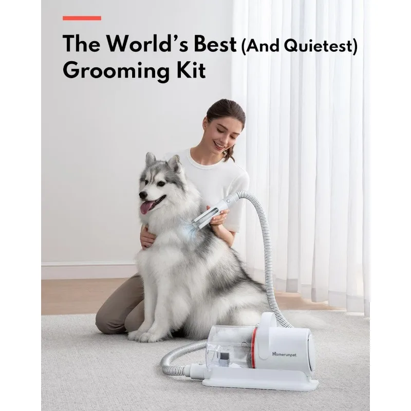 Dog Grooming Vacuum, Pet Vacuum, Suction 99% Pet Hair, 6 Tool Grooming Kit, Anti Shedding, 1.85L Dust Cup, Cleaning for Dogs