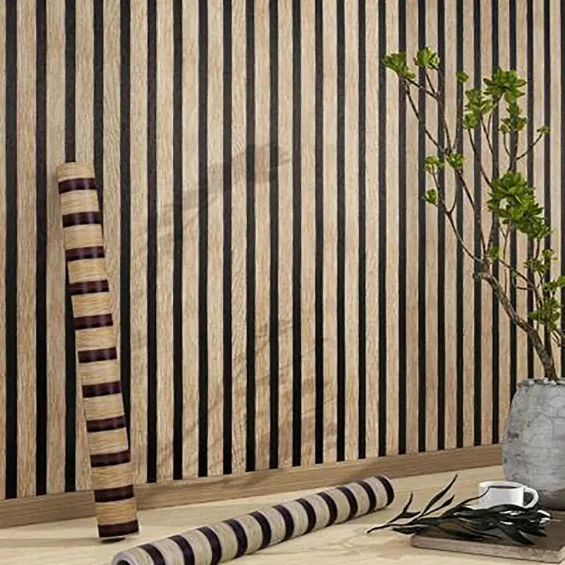 45CM Waterproof Wall Sticker Striped Grille Self-Adhesive Bedroom Living Room TV Background Wall Wallpaper Home Decoration