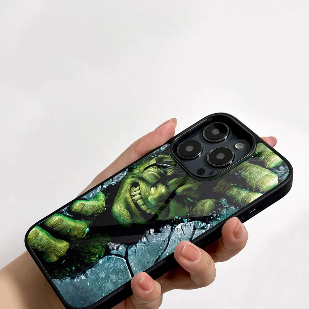 Funny H-Hulk Phone Case For IPhone 11 12 13 14 15 16 Plus Pro Max Mirror Acrylic PC TPU Cover