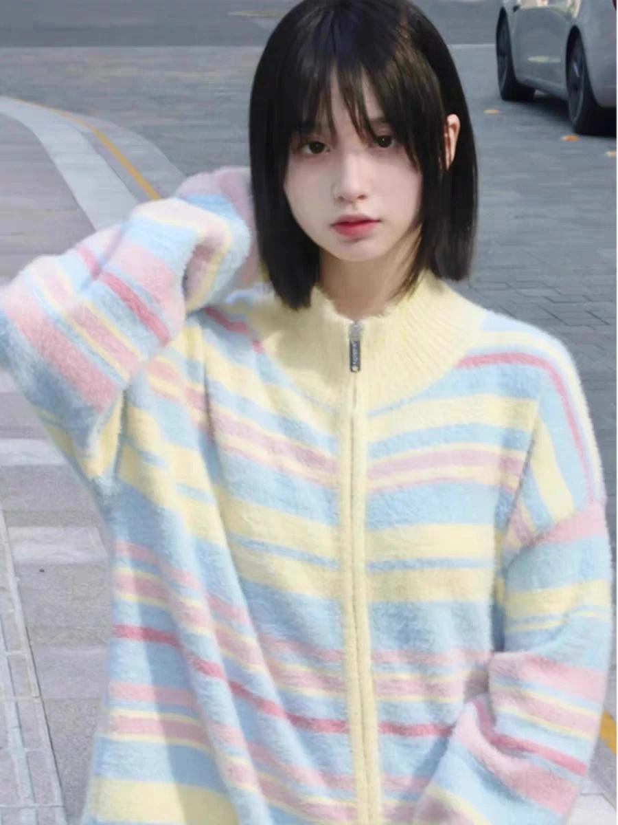 Sweaters Jumpers Cardigans Womens Cardigan Violets Wool Blend Ribbed Trim Silver Edge BF Y2K OL Commute Professional Elegant Ins