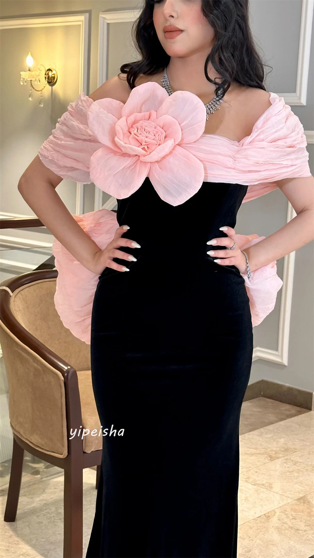 Customized Yipeisha Classic Modern Style Formal Evening Off The Shoulder A-line Flowers s Bespoke Occasion Dresses