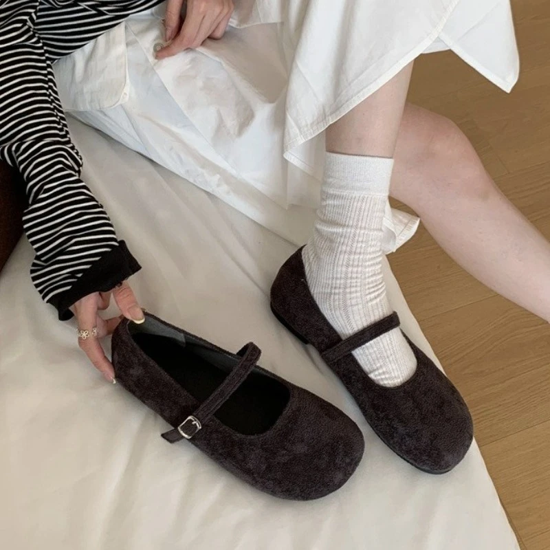 الخريف تصميم المرأة مريحة ماري جين أحذية موجزة الضحلة جولة تو أحذية السيدات الراحة لينة وحيد الأحذية المسطحة