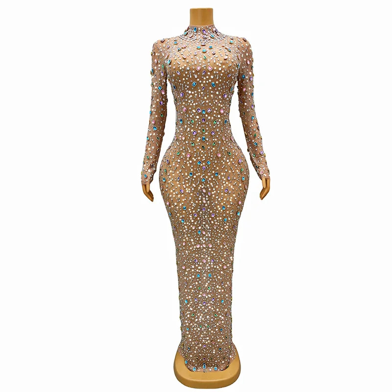 เพชรเครื่องแต่งกายไนท์คลับบาร์เพชร Slim Dress การประชุมประจําปีเต้นรํารุ่น Catwalk จัดเลี้ยงงานแต่งงานชุดผู้หญิง