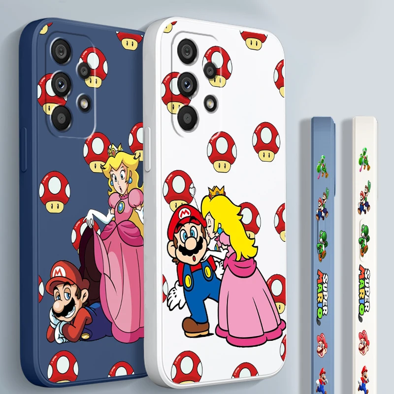 S-Supers M-Marios Cartoon Liquid Left Rope For Samsung A54 A53 A52 S A33 A32 A51 A71 A21S A13 A73 A72 A23 A12 5G 4G TPU