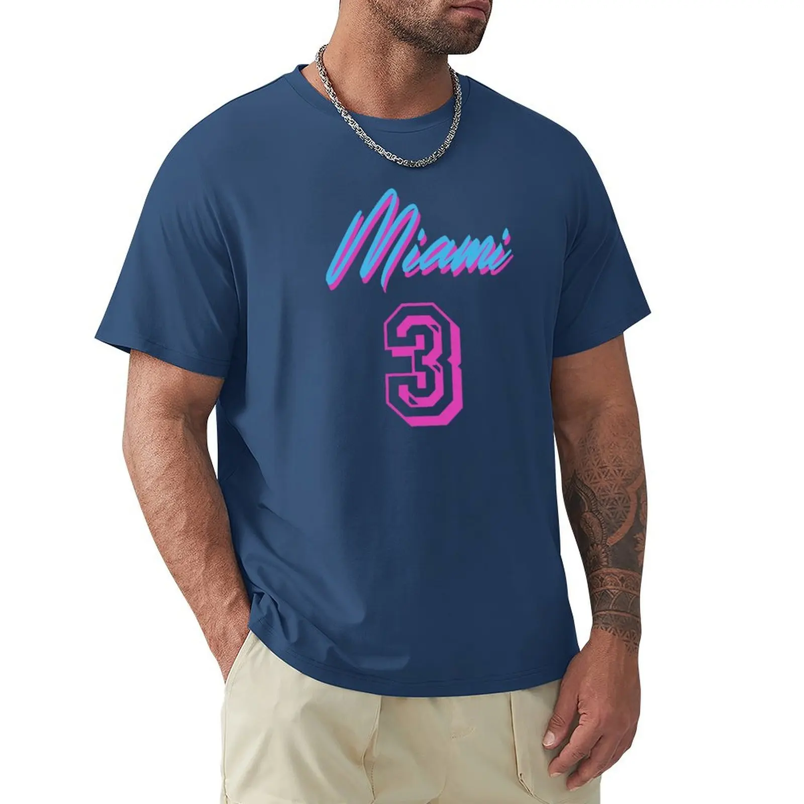 Dwayne Wade 3 Heat Miami Summer T-Shirt plus sizes blacks korean fashion cute tops mens graphic t-shirts funny