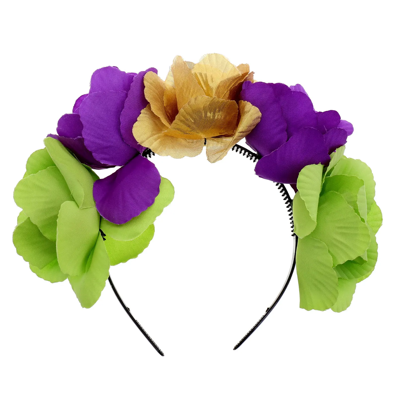 

Карнавальный цветочный венок-ободок с большими тканевыми розами, цветочный венок для волос для женщин, аксессуар для костюма на фестиваль или День защиты женщин