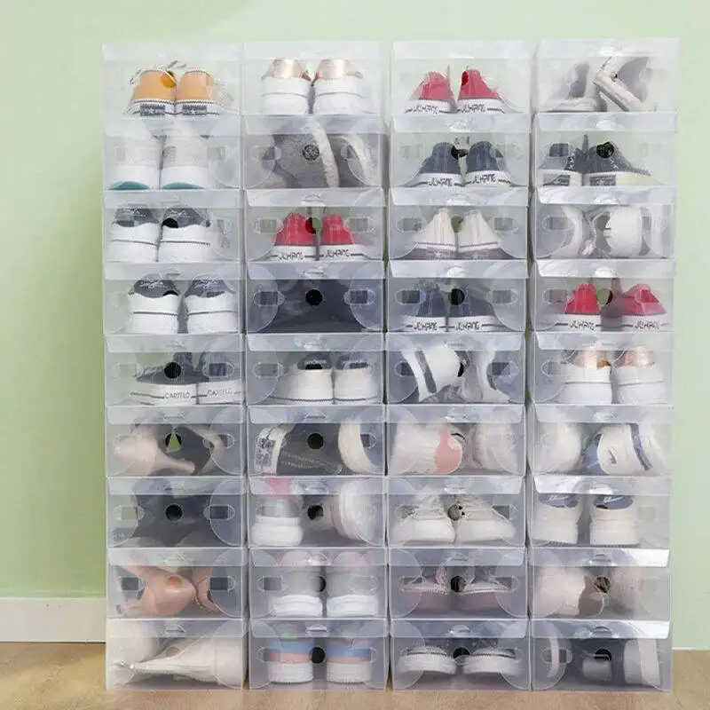 Portable Shoe Box 3pcs/6pcs/12pcs/24 Pcs Foldable Flip Shoe Box Stacked Dustproof And Moisture-Proof Transparent Shoe Dust Cover
