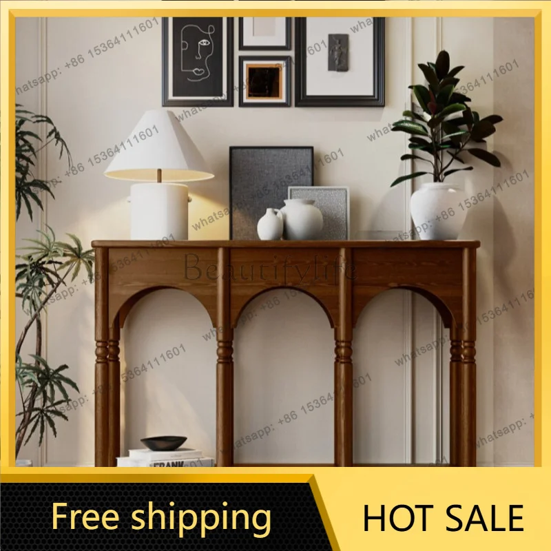 XX. French retro solid wood porch cabinet, living room side cabinet, corridor aisle cabinet