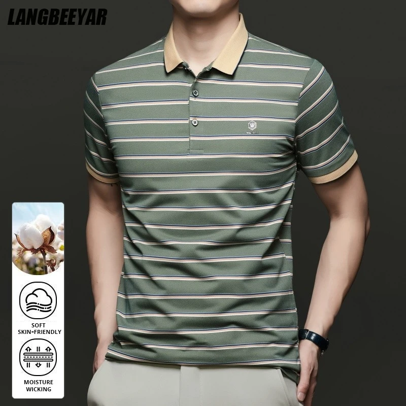 

Top Grade New Summer Brand Stripped Designer Summer Collar Polo Shirts For Men Short Sleeve Casual Tops Fashions Men Clothing
