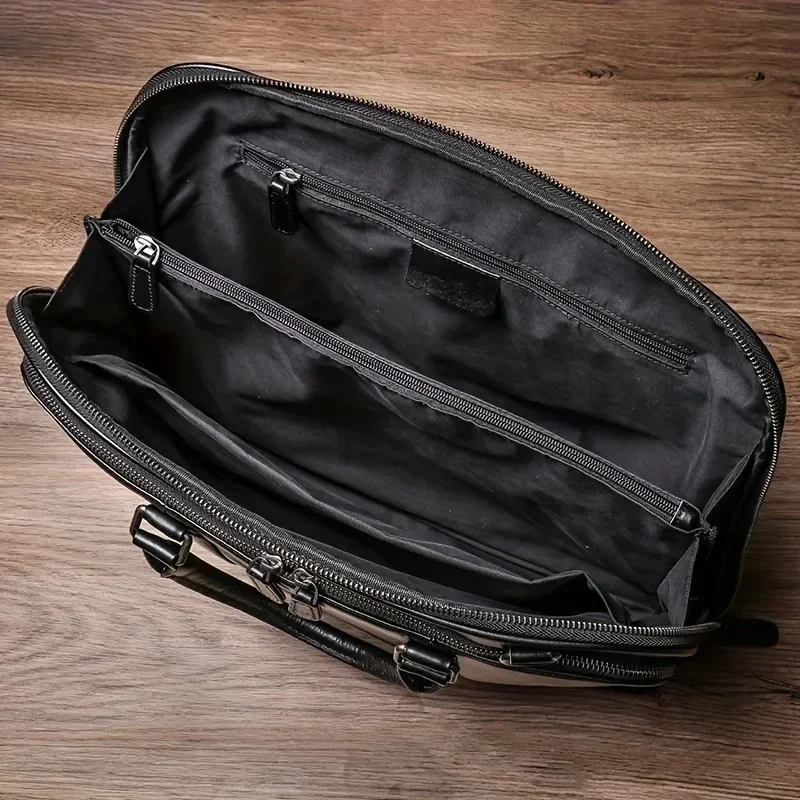 Luxury 15.6 Inch Men's Genuine Leather Laptop Briefcase, Executive Business Office Handbag & Portfolio Bag