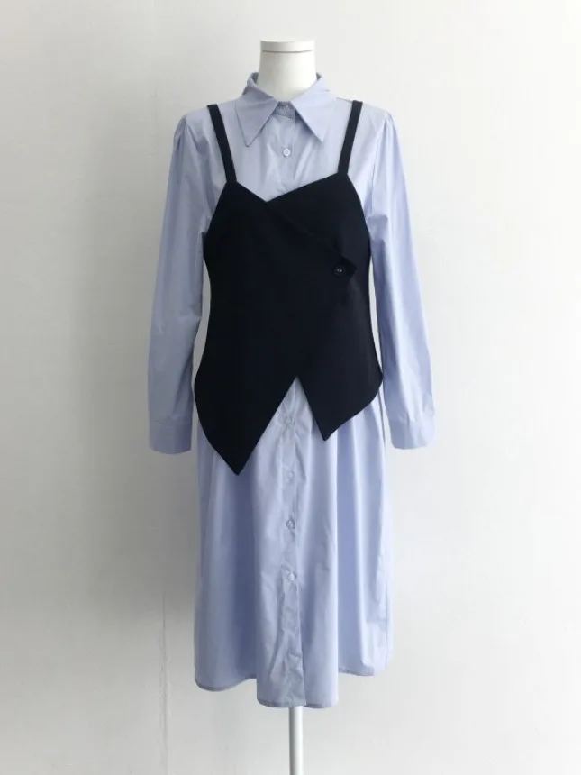 

Весенний модный шикарный простой свободный топ на бретелях для похудения, комплект из двух предметов, комплект женской одежды с ковриком Ele