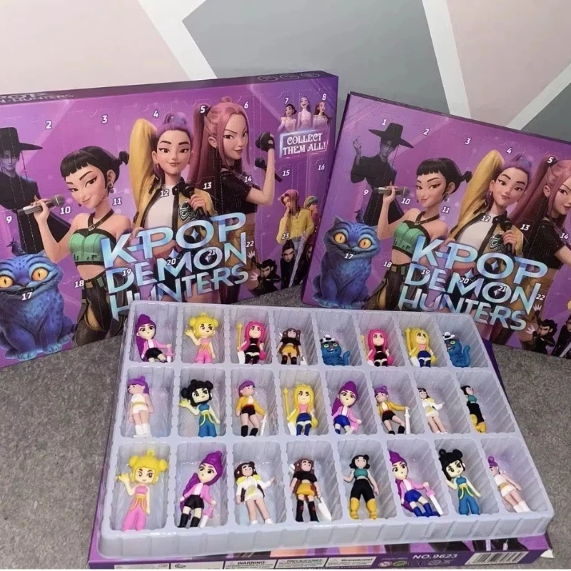 Охотники на демонов Kpop Аниме Адвент-календарь 24 дня сюрпризов Уникальный рождественский подарок с брелками для фанатов Модная игрушка в глухой коробке