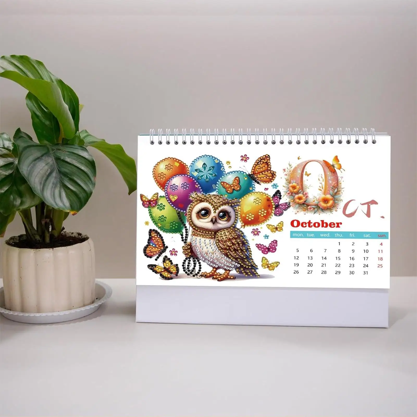 

2026 Calendar Gem Art Painting Stand Up Calendar From Jan 2026 To Dec Monthly Planner Ornament For Home Family Schedule