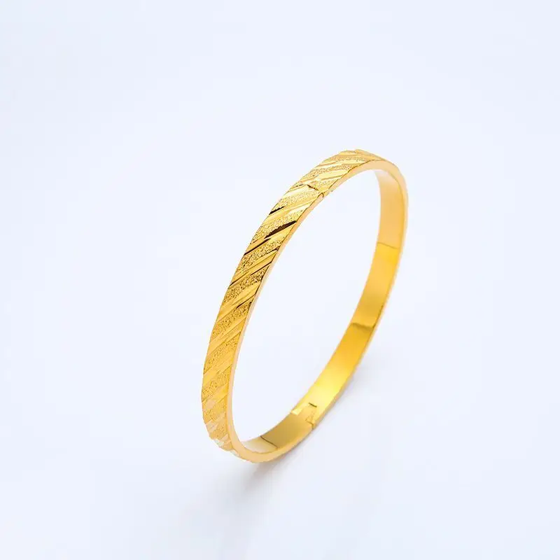 Wholesale Jewelry-- Embroidery Bangles and Bracelets 58mm For Women Wedding Jewelry Pure Gold Color