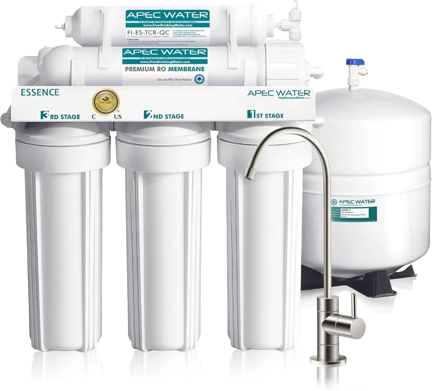 Water Systems ROES-50 Essence Series Top Tier 5-Stage WQA Certified Ultra Safe Reverse Osmosis Drinking Water Filter System