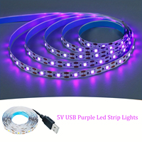 Smart TV Backlight UV Purple 5V USB Led Strip Lights Tape Money Detect Bedroom Gaming Room Decoration Lamp Home Christmas Decor