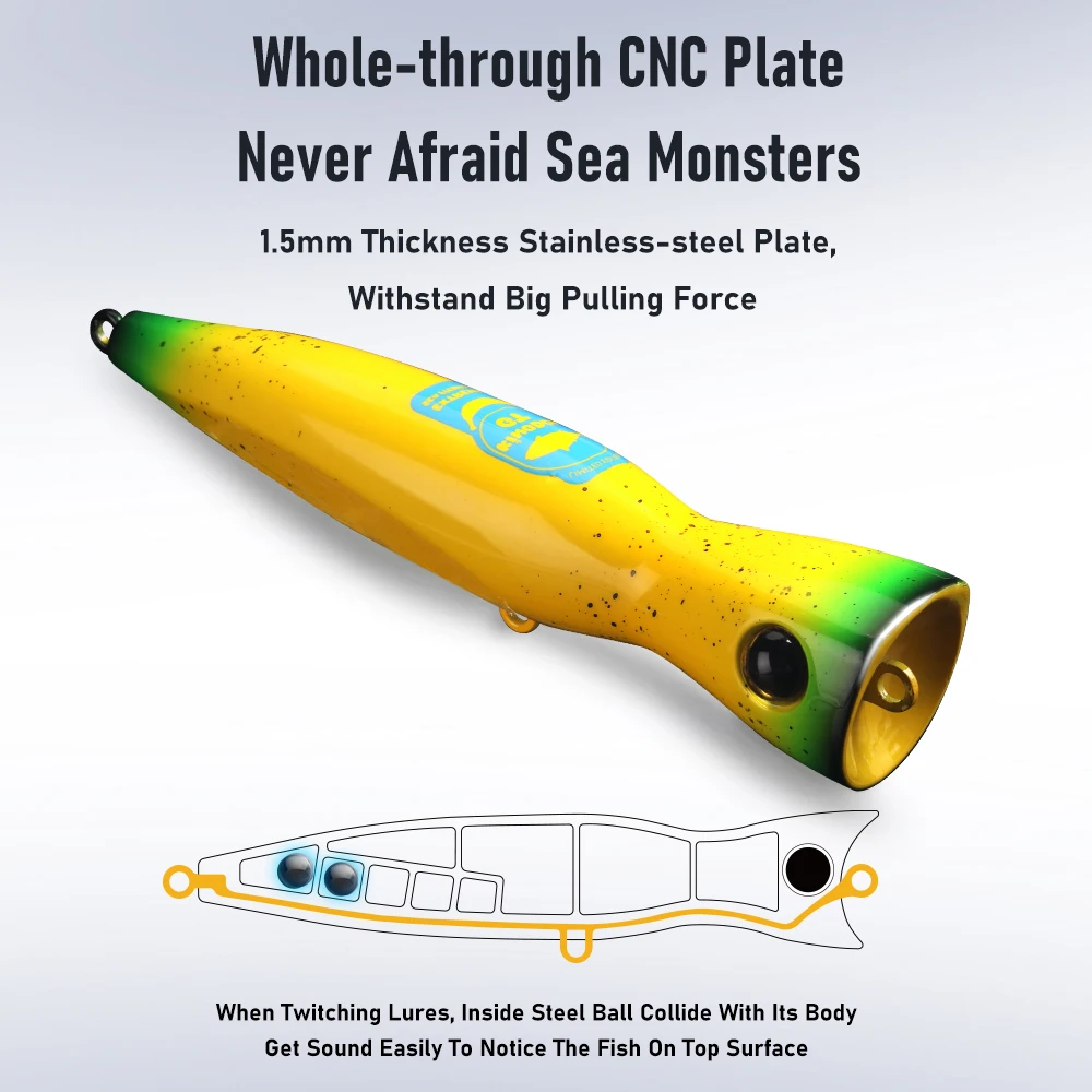 YOOFISH GTตกปลาLure Topwater Popper 60G 85G 160Mm 185Mmน้ําเค็มปลาทูน่าBluefishประดิษฐ์ทะเลเรือตกปลาเหยื่อHard