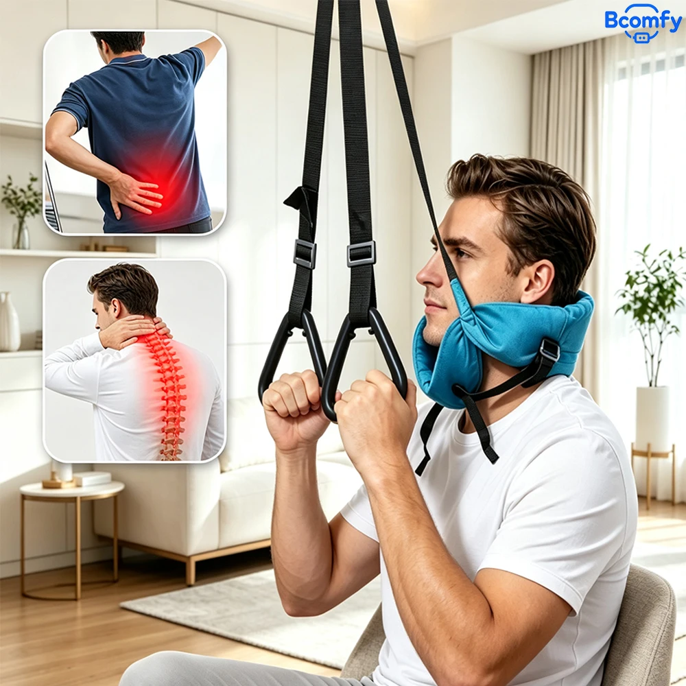Neck Stretcher Adjustable Height Neck Stretcher Portable Suspension Trainer Belt Suitable for Home, Office, Gym, And Travel