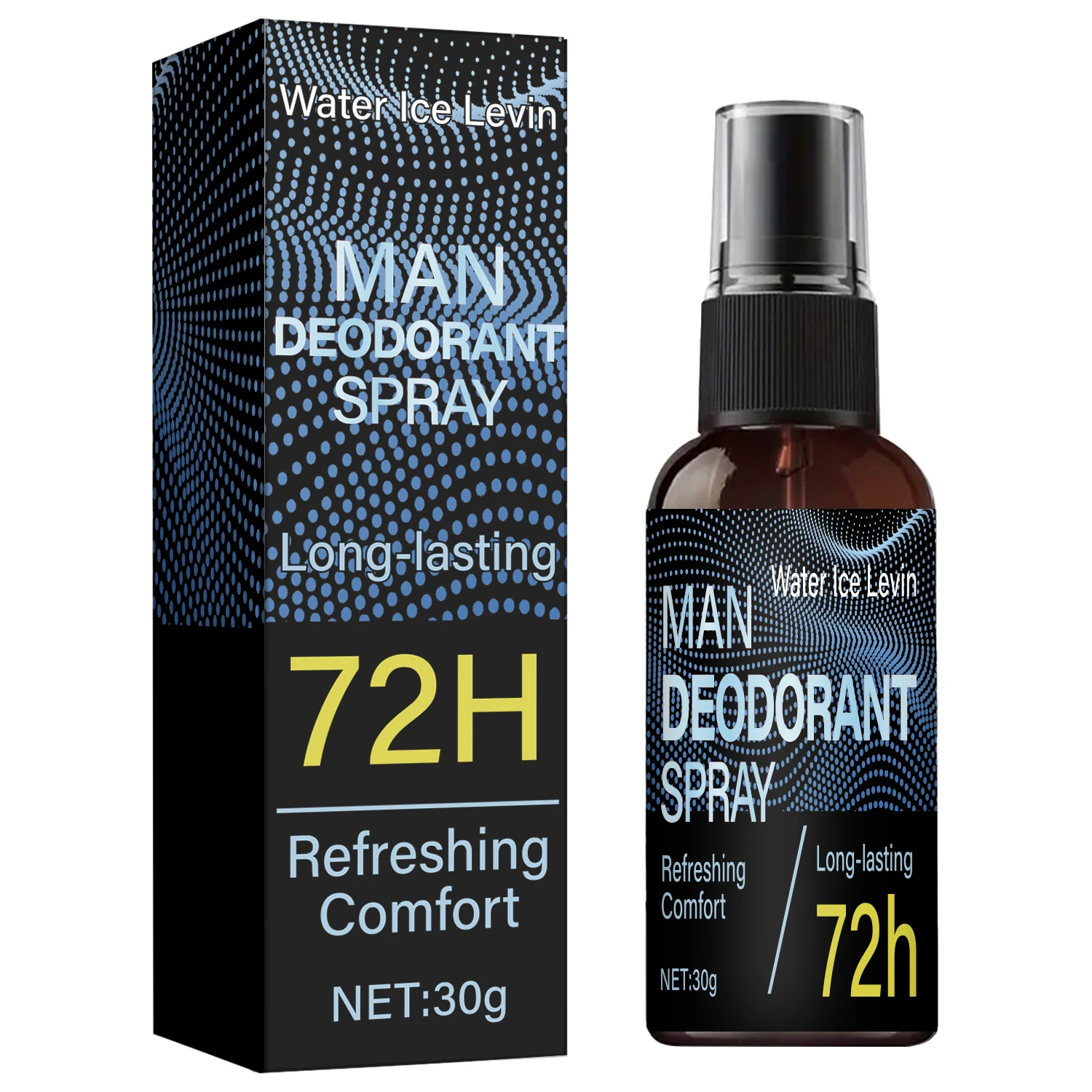 Déodorant en spray pour hommes. Contrôle des odeurs longue durée 72h. Hydrate la peau, apporte confort et fraîcheur. Formule puissante et efficace. 30g Net.