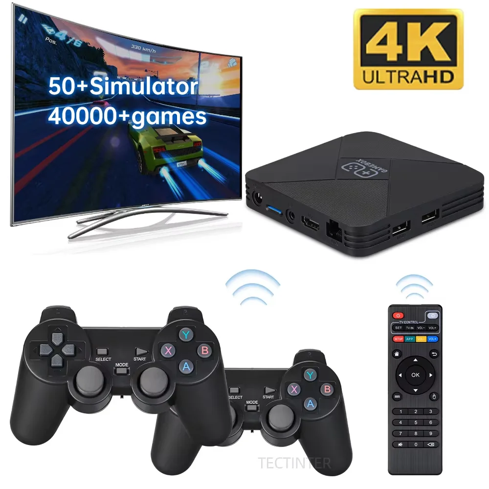 4K Retro Game Console Built in 40000 Games Dual-System Game stick Portable Game Box TV Game Wireless Gamepad Player for PSP/N64