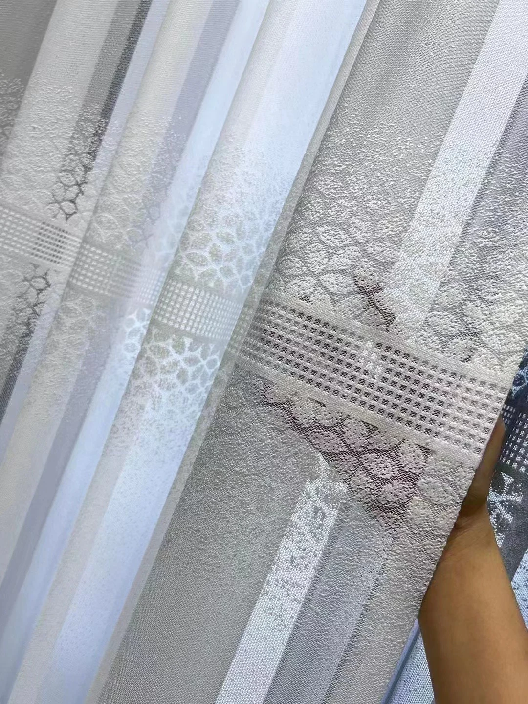 1PC Golden Branches Jade Leaves Warp Knitted Window Curtains Hotel and Guesthouse Engineering Screens Light Luxury Furnishings