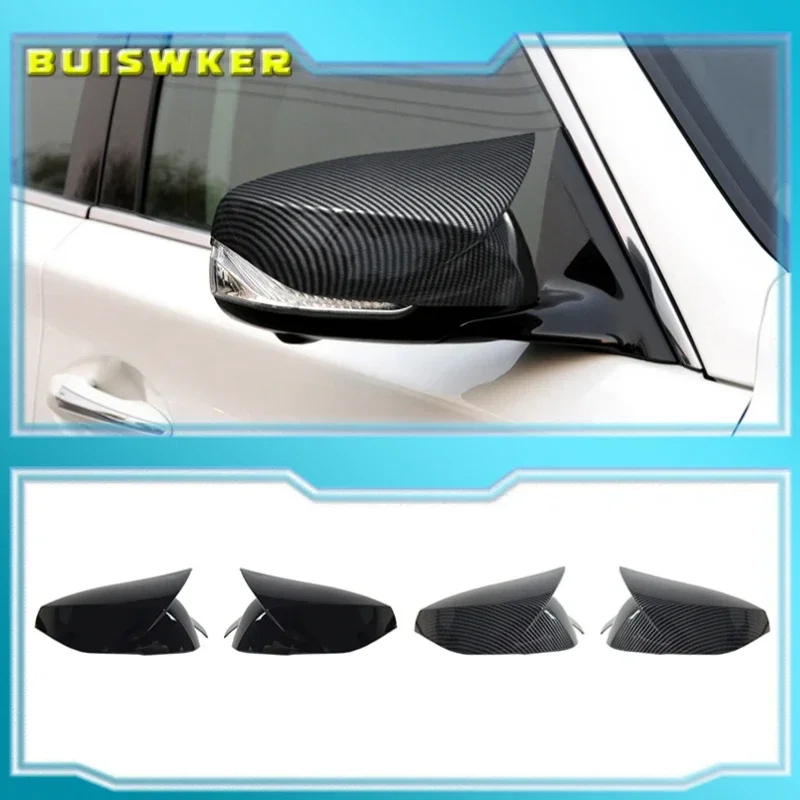 

2Pcs Car Side Rearview Mirror Cover Cap Carbon Black Style/Glossy Black For Infiniti Q50 Q60 QX30 Q70 All Models 2014-2021