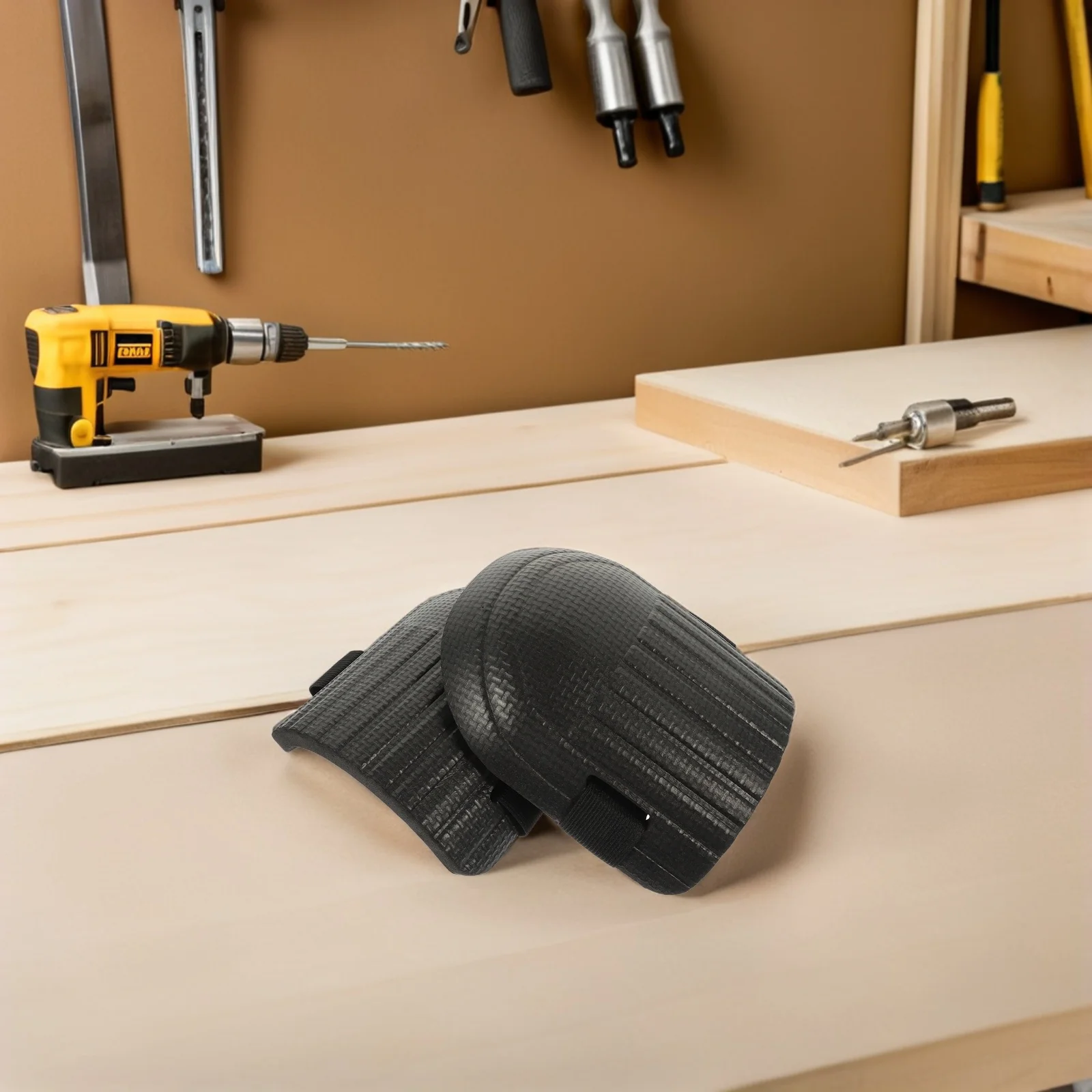 قطعتان من وسادات الركبة للعمل: حشوة إسفنجية سميكة مقاومة للاهتراء مع أشرطة قابلة للتعديل لإصلاح سقف البناء #1