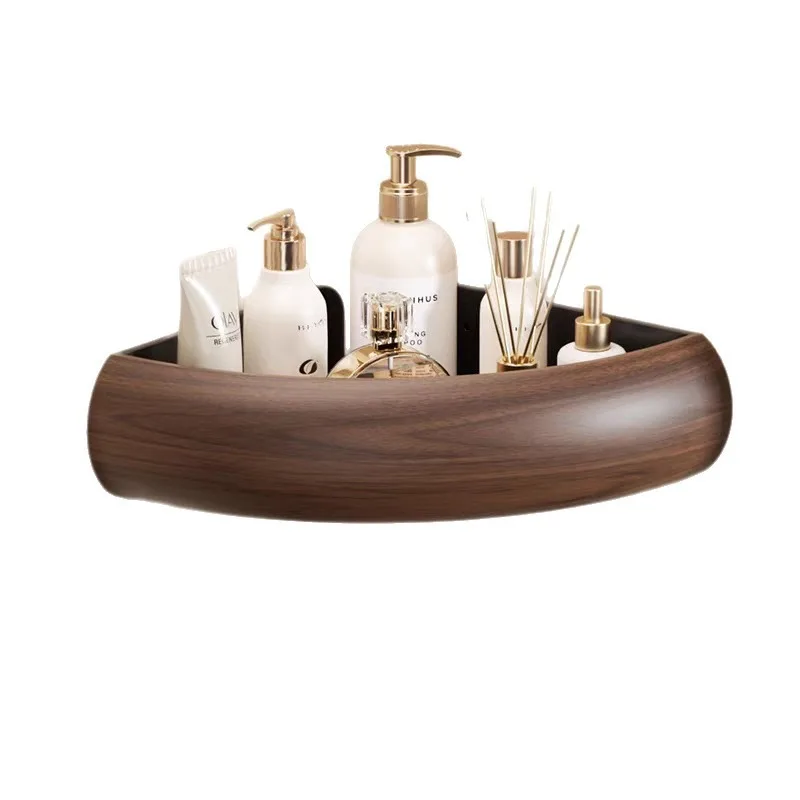 Walnut pattern bathroom triangle rack bathroom shelf without punching
