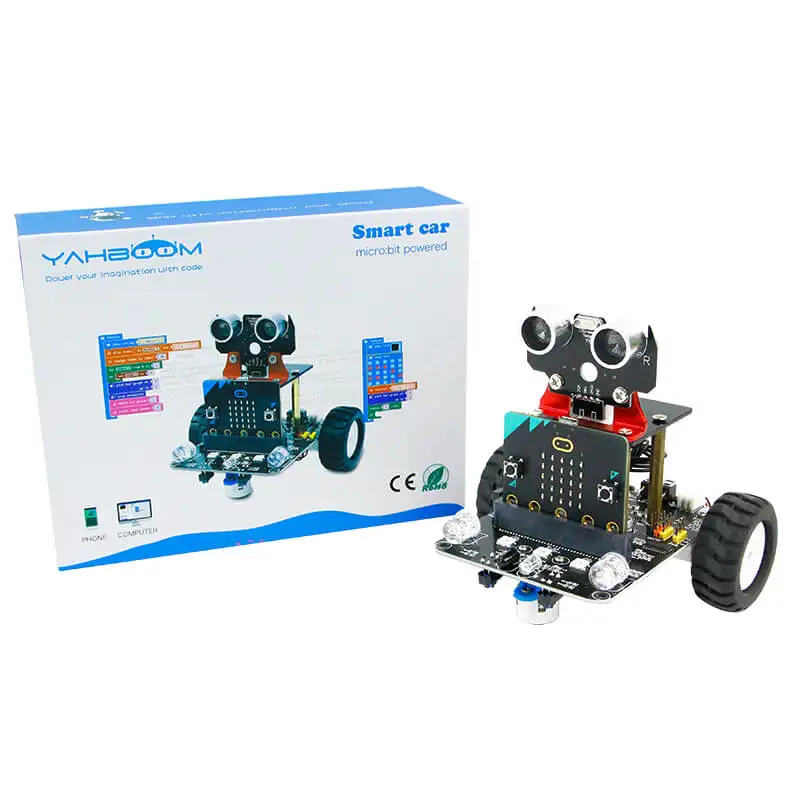 Microbit V2 Smart Robot Car DIY Electronic Automation Kits STEM Educational Sets for Kids Coding and Programming Learning