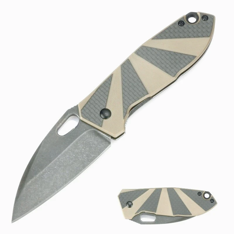 Coltello pieghevole tascabile da campeggio esterno 8Cr13Mov Lama in acciaio G10 + Manico in fibra di carbonio Coltelli da sopravvivenza Strumenti militari tattici EDC