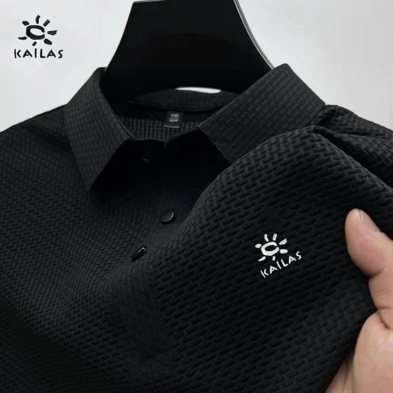 Summer New Embroidered Silk Elastic Polo Shirt for Men's Luxury Trend Fashion Leisure Breathable Cool Short Sleeved T-shirt Top