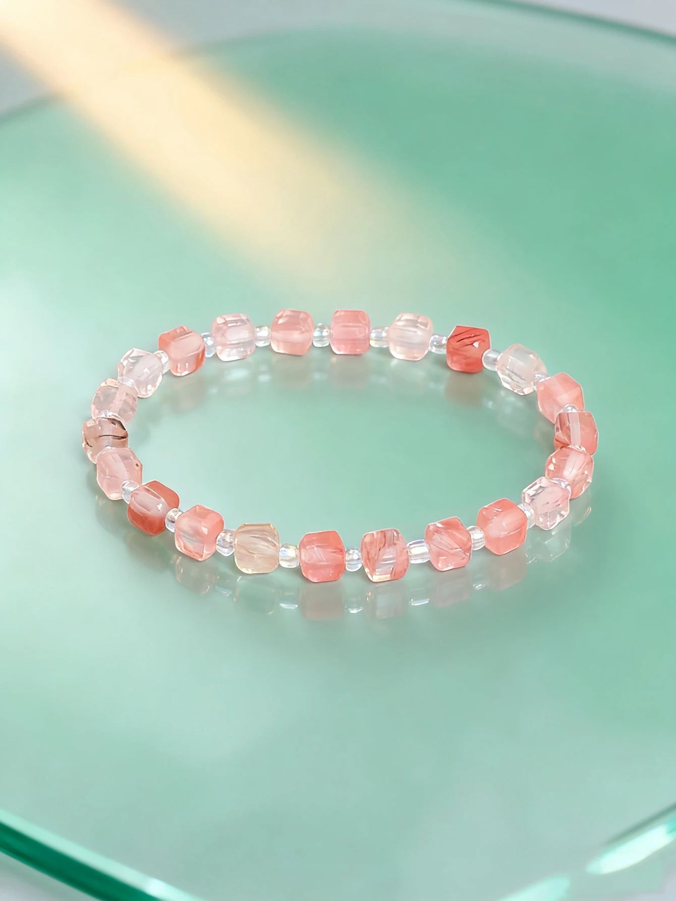 

6mm Facted Pink Quartz Beaded Bracelet Women's Charm Friendship Gift Valentine's Day Gift Energy Reiki Love & Friendship Jewelry