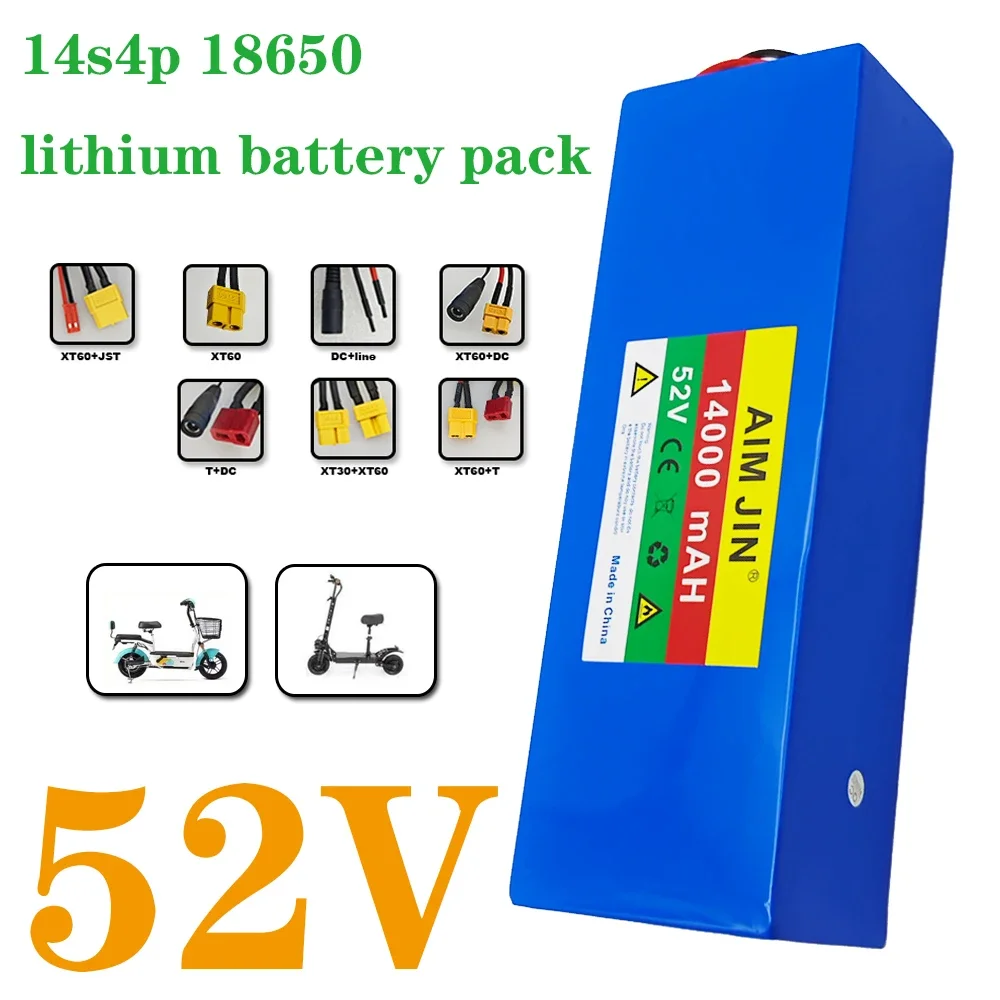 for Balance Car, Bike, Scooter, Tricycle 52V 14S4P battery pack 14000mah 18650 Lithium Battery with BMS