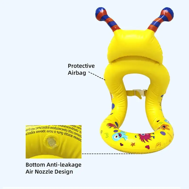 Flotador de natación para niños pequeños, chaleco de natación portátil para niños, flotadores de piscina para niños con doble bolsa de aire y seguridad ajustable